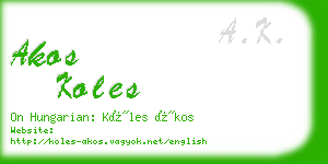 akos koles business card